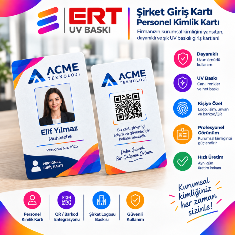 Şirket NFC Giriş Kartı & Personel Kartı | Kişiye Özel UV Baskı